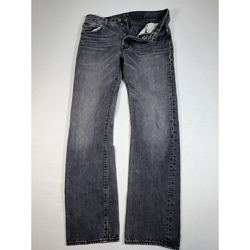 Levis 501 Jeans Mens 32x32 Gray Medium Wash Regular Straight Denim Button Fly